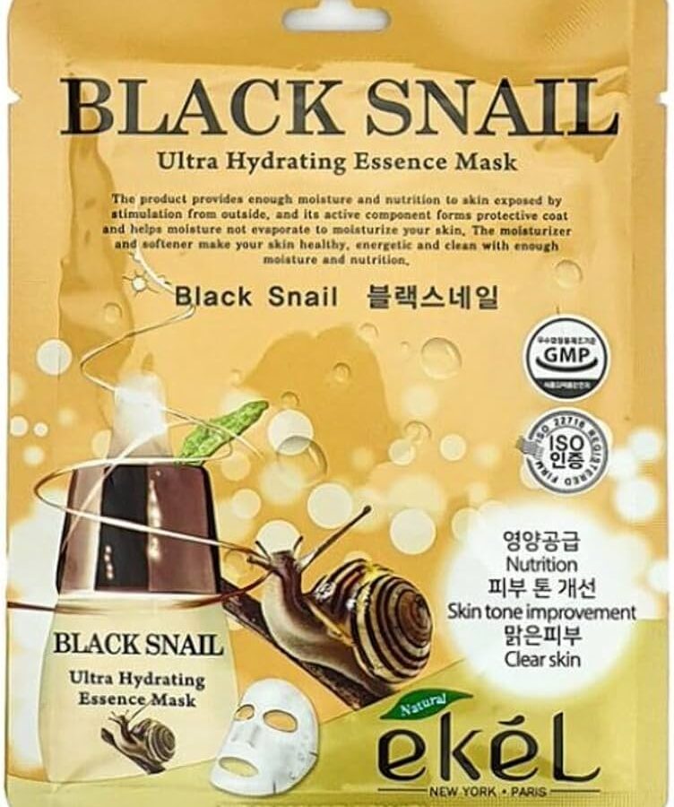 EKEL Black Snail Ultra Hydrating Essence Mask - Korean beauty product at MOA Beauty India