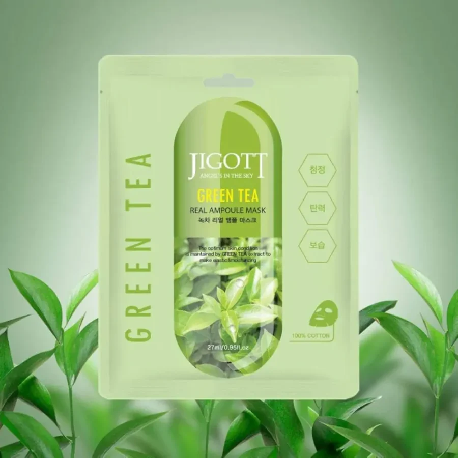 JIGOTT Green Tea Real Ampoule Mask - Korean beauty product at MOA Beauty India